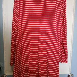 Old Navy Red Striped Petite Large Swing Dress Candy Cane Stretchy Soft
